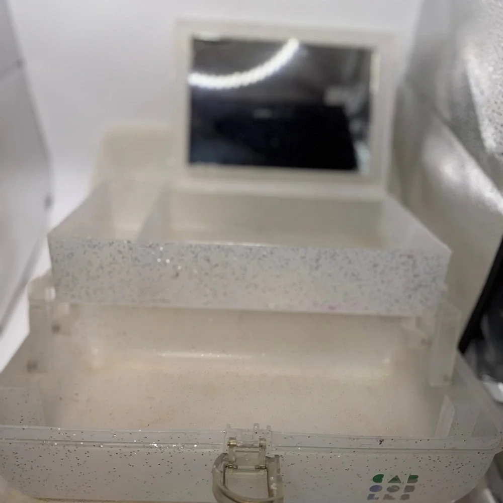 Caboodles OS Clear Silver Glitter Makeup Organizer 80s 90s Y2K Retro Aesthetic